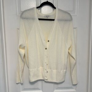 Madewell Ivory Button Up Boucle Cardigan